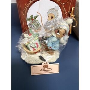 Priscilla's Hillman Mouse Tales I'll Be Home‎ for Christmas  Sled Mouse Enesco